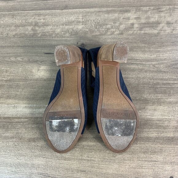 Franco Sarto Helix Peep Toe Block Heel Ankle Booties Blue Size 7.5 M Peep Toe - Picture 10 of 10